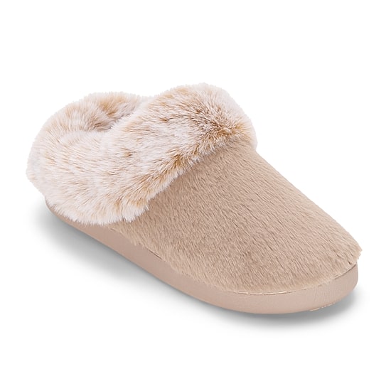 Cuddl Duds Faux Fur Womens Memory Foam Clog Slippers