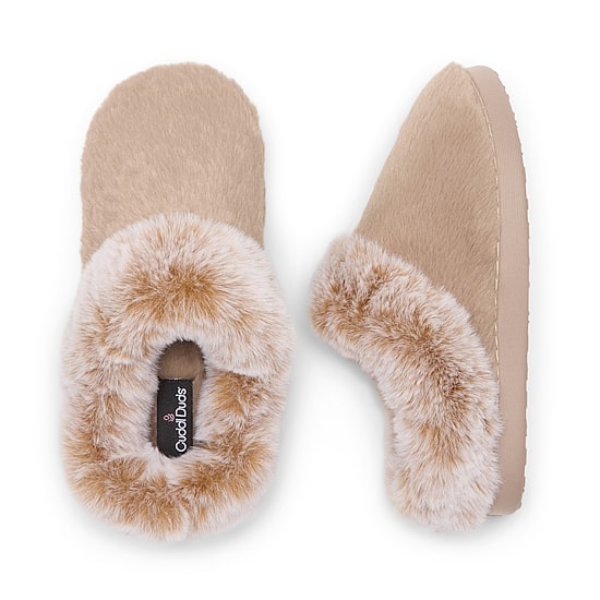 Cuddl Duds Faux Fur Womens Memory Foam Clog Slippers