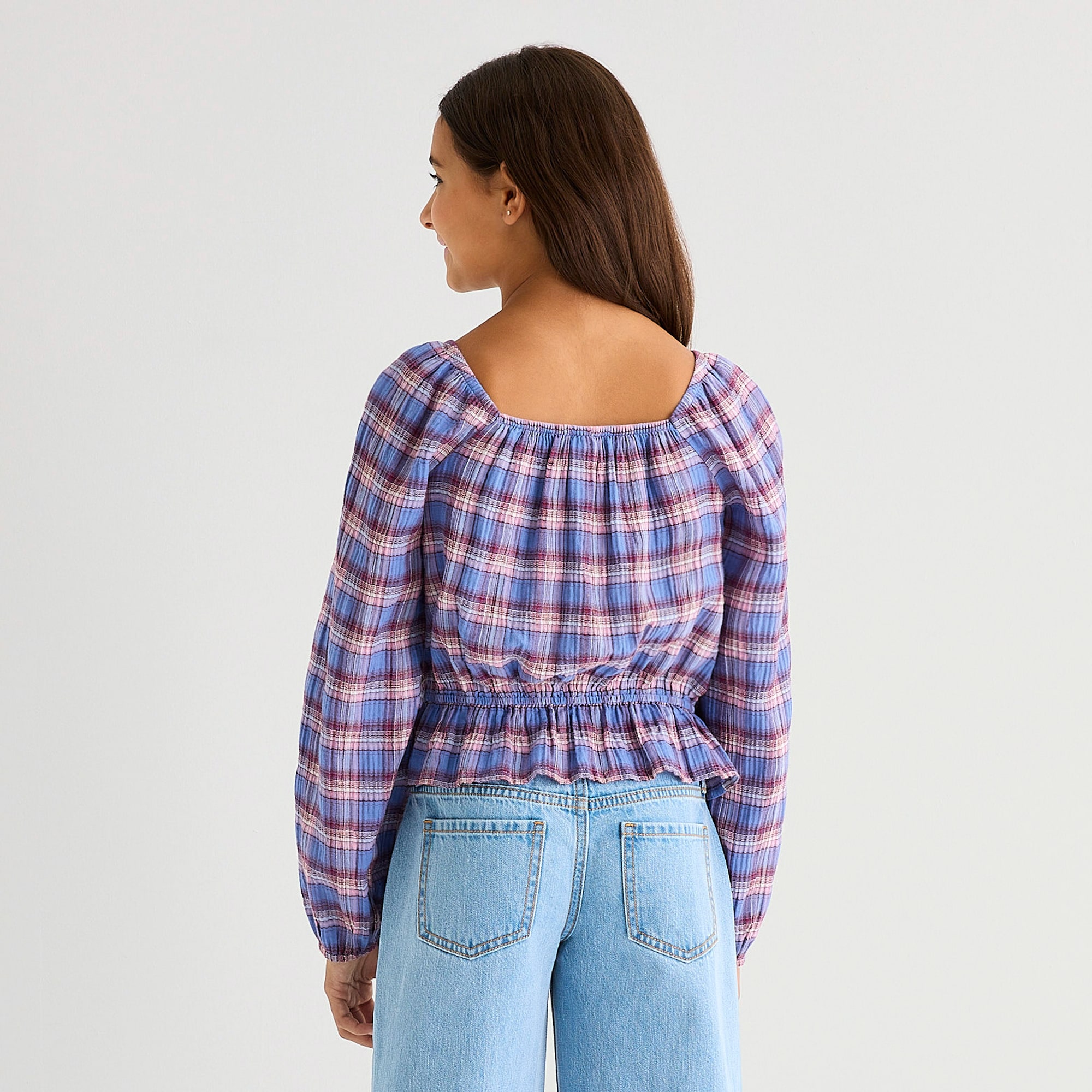 Thereabouts Little & Big Kid Girls Square Neck Long Sleeve Blouse