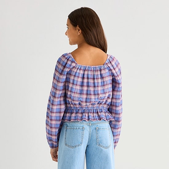 Thereabouts Little & Big Kid Girls Square Neck Long Sleeve Blouse