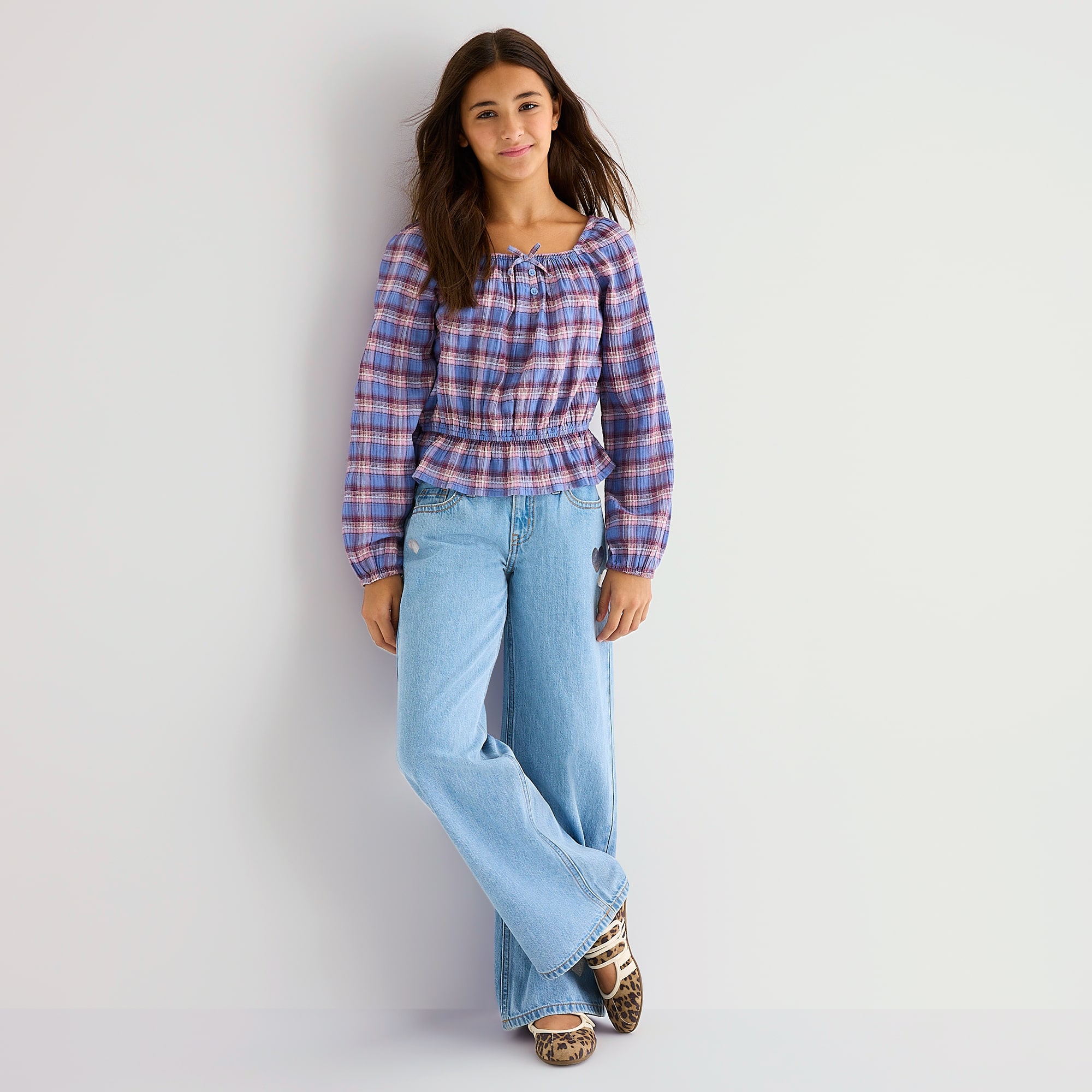 Thereabouts Little & Big Kid Girls Square Neck Long Sleeve Blouse