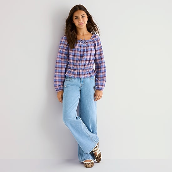 Thereabouts Little & Big Kid Girls Square Neck Long Sleeve Blouse