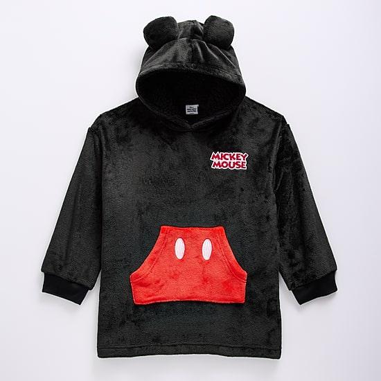 Disney Collection Girls Long Sleeve Embroidered Mickey Mouse Fleece Hoodie