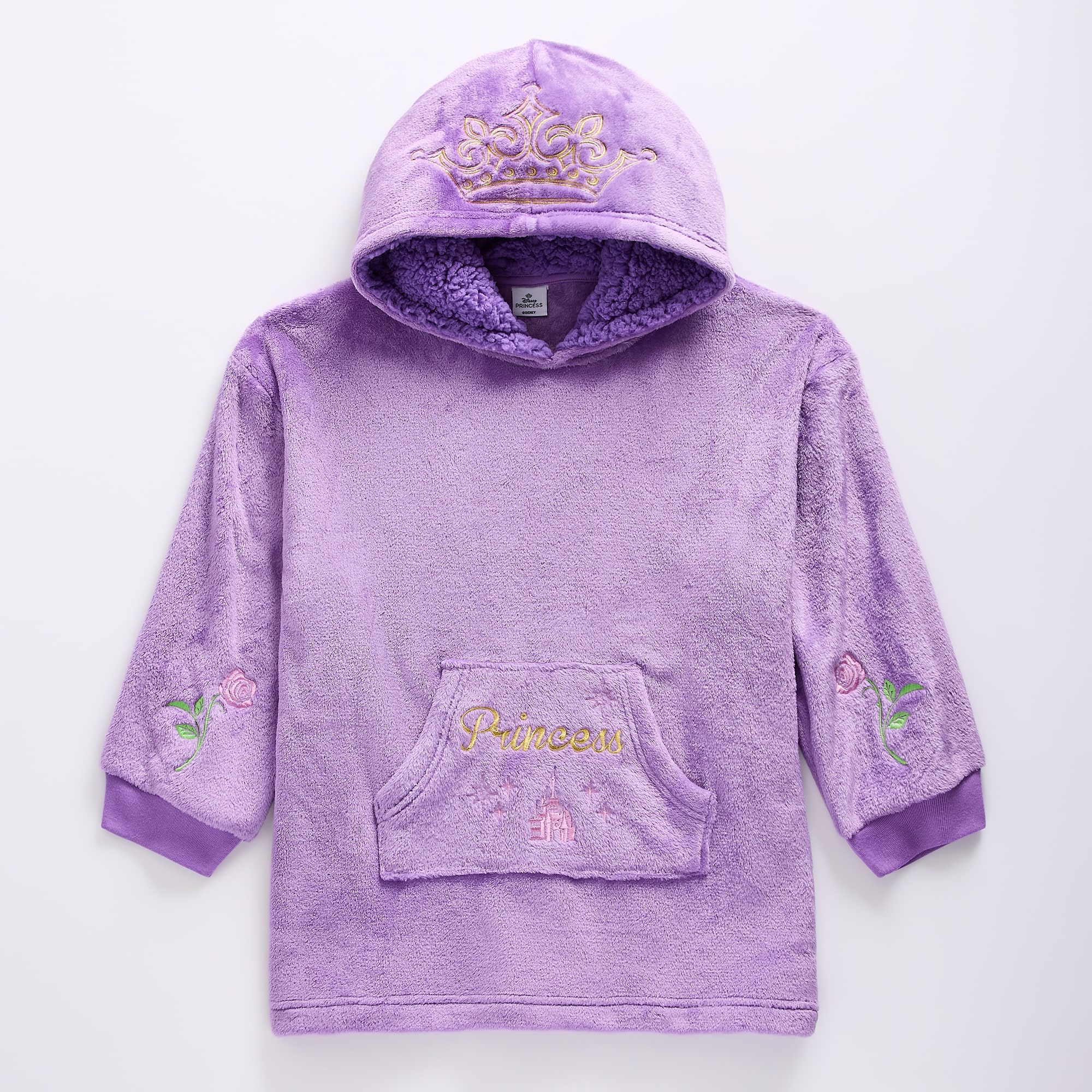 Disney Collection Girls Long Sleeve Embroidered Princess Fleece Hoodie