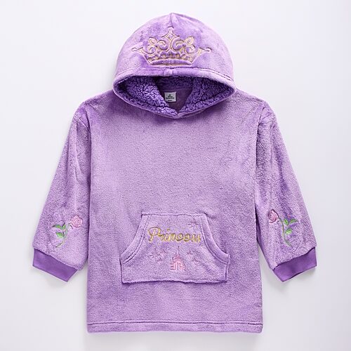 Disney Collection Girls Long Sleeve Embroidered Princess Fleece Hoodie, M/l â 7-10, Purple