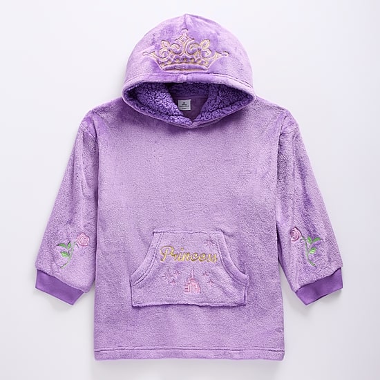 Disney Collection Girls Long Sleeve Embroidered Princess Fleece Hoodie