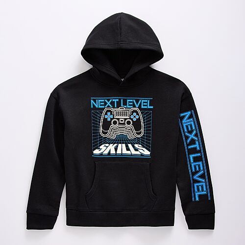Thereabouts Little & Big Kid Boys Long Sleeve Fleece Hoodie In Black