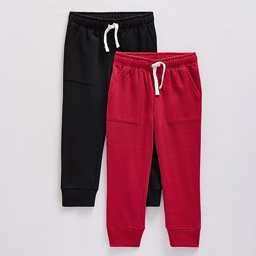 Okie Dokie Toddler & Little Boys Tapered Regular Fit Fleece Jogger Pant, 7, Red