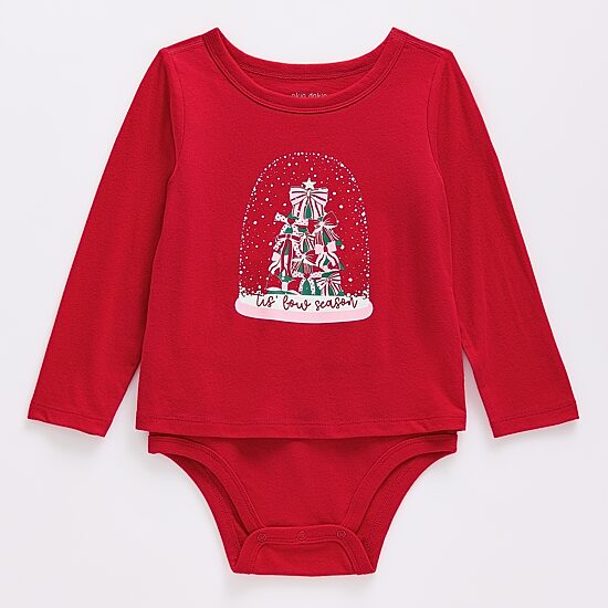 Okie Dokie Toddler Girls Bodysuit Closure Easy-on + Easy-off Adaptive Round Neck Long Sleeve Bodysuit