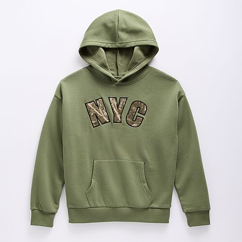 Thereabouts Little & Big Kid Boys Long Sleeve Fleece Hoodie In Beige