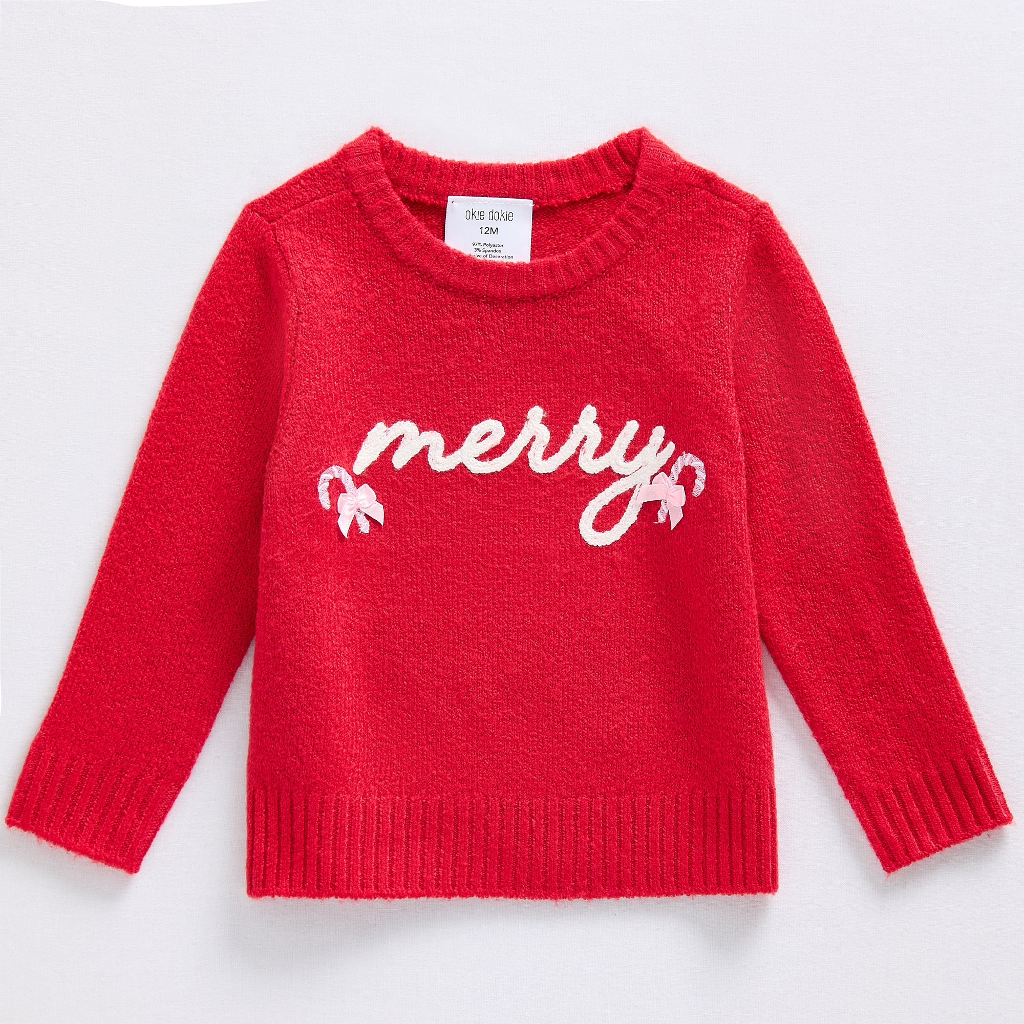 Okie Dokie Baby Girls Round Neck Long Sleeve Pullover Sweater
