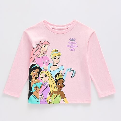 His International Babies' Toddler Girls Crew Neck Long Sleeve Regular Fit Princess Graphic T-shirt In Pink