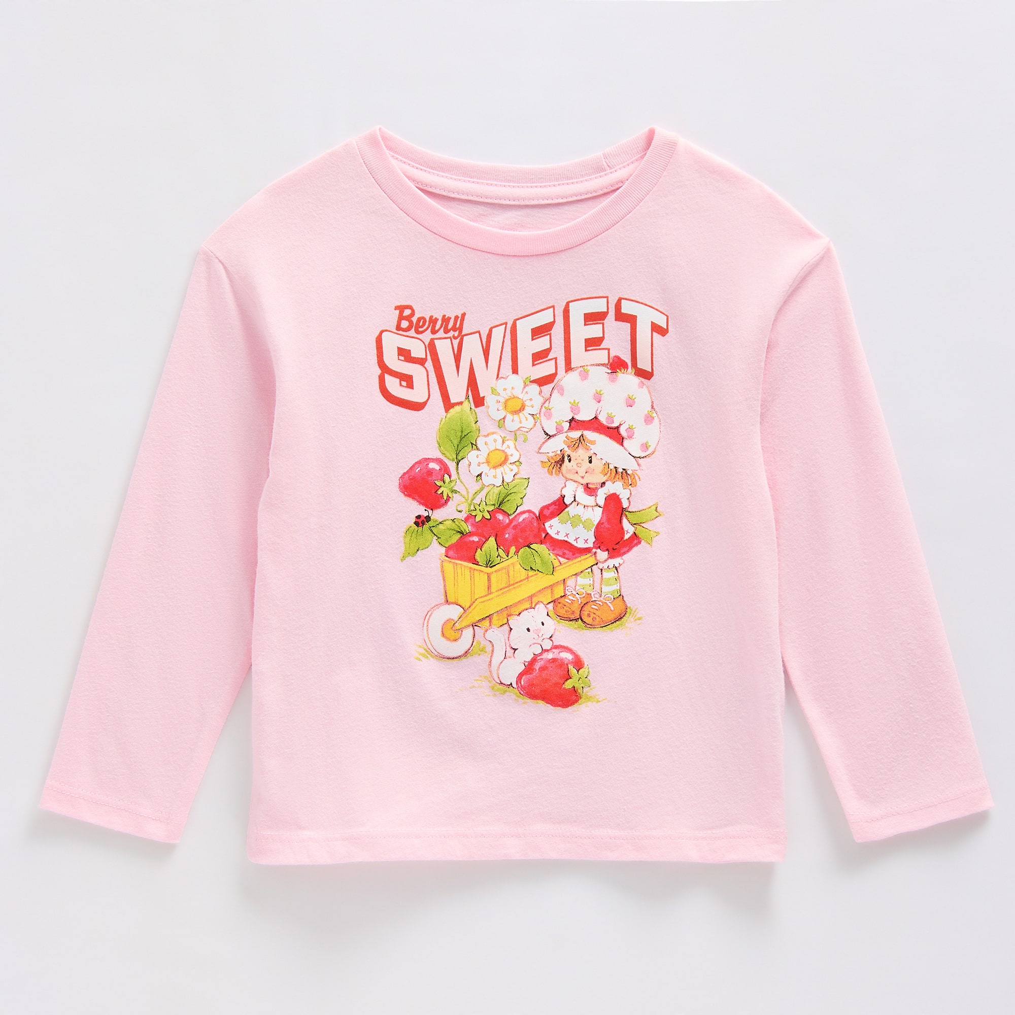 Toddler Girls Crew Neck Long Sleeve Regular Fit Strawberry Shortcake Graphic T-Shirt