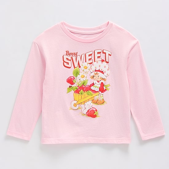 Toddler Girls Crew Neck Long Sleeve Regular Fit Strawberry Shortcake Graphic T-Shirt