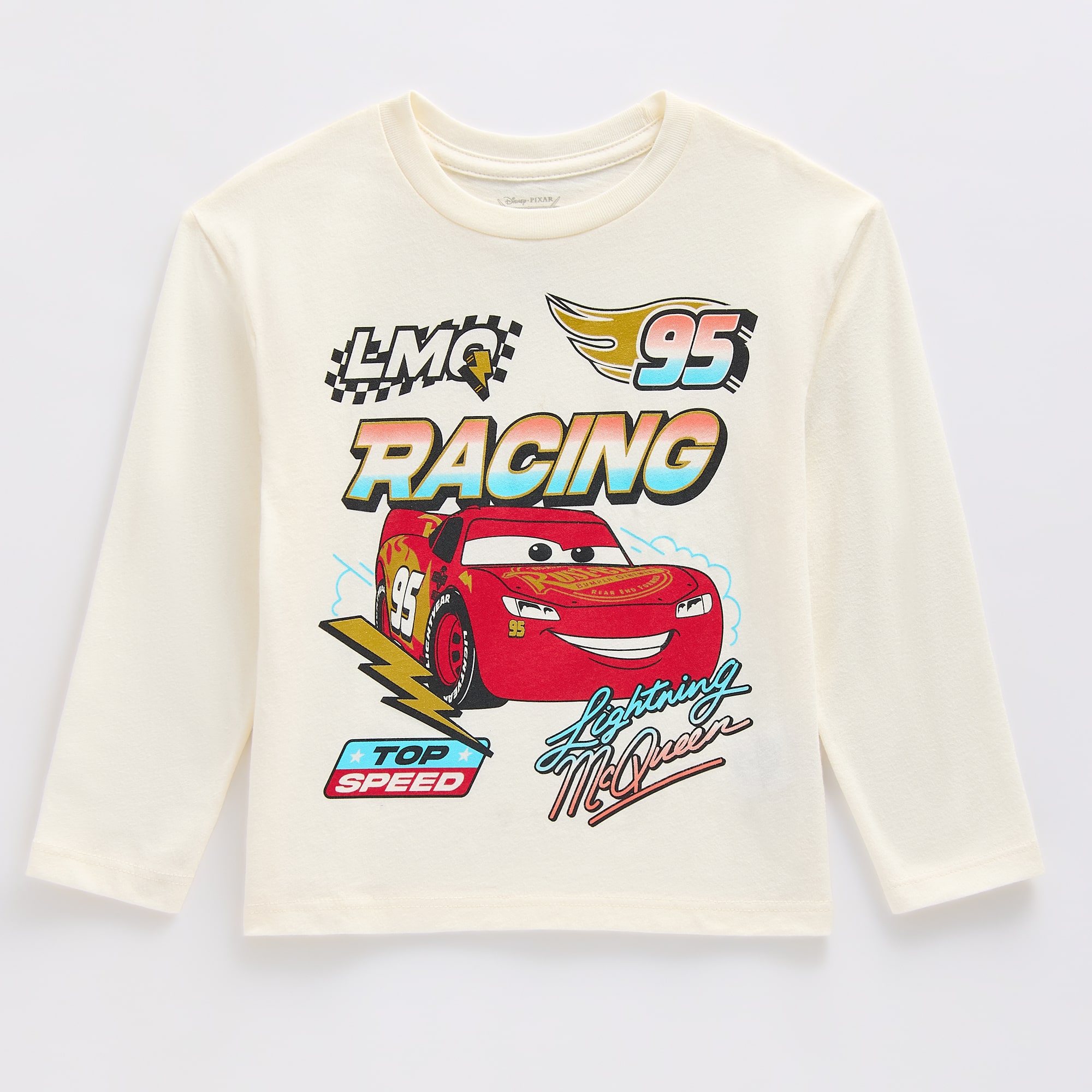 Toddler Boys Crew Neck Long Sleeve Regular Fit Cars Graphic T-Shirt