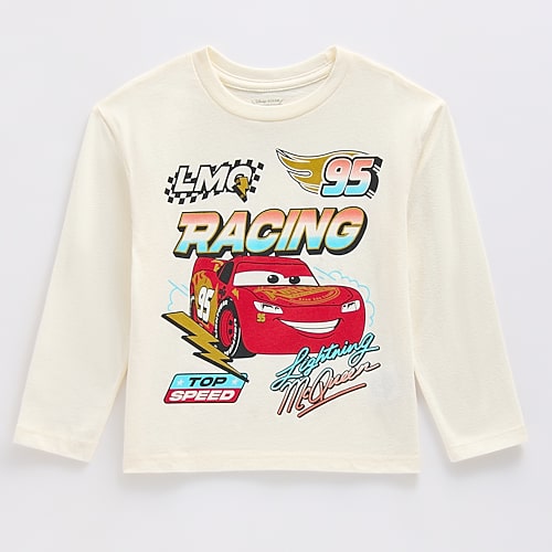 His International Babies' Toddler Boys Crew Neck Long Sleeve Regular Fit Cars Graphic T-shirt In Beige