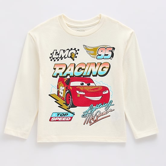 Toddler Boys Crew Neck Long Sleeve Regular Fit Cars Graphic T-Shirt