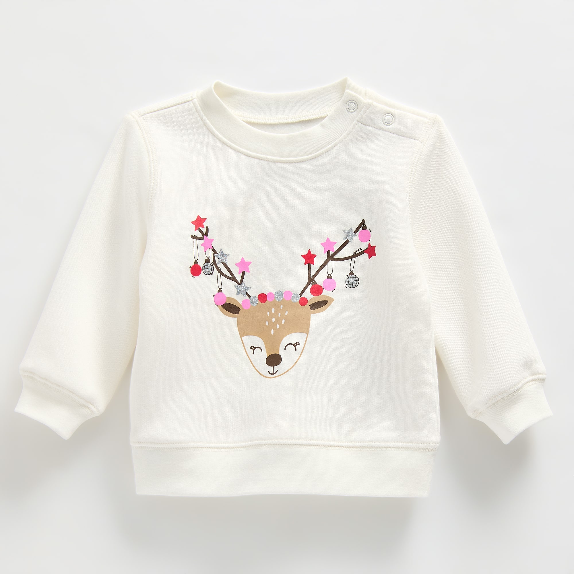 Okie Dokie Baby Girls Round Neck Fleece Long Sleeve Sweatshirt