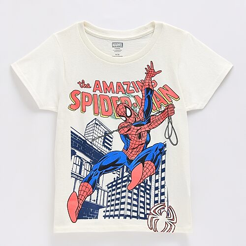 Disney Kids' Collection Boys Crew Neck Short Sleeve Regular Fit Marvel Spiderman Graphic T-shirt In Gray