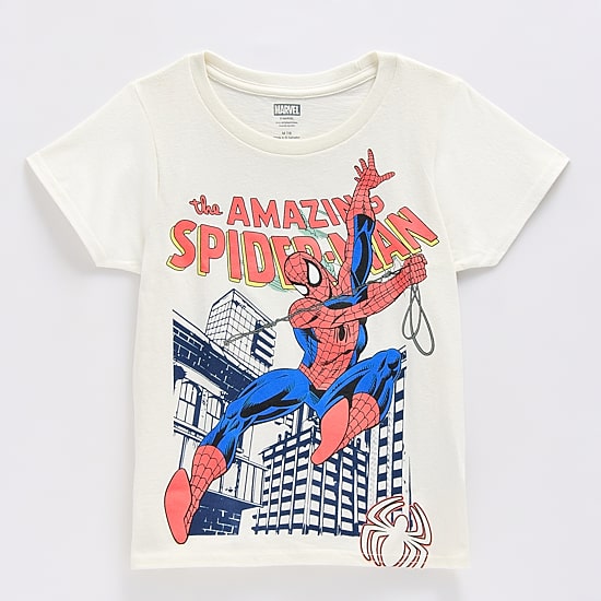 Disney Collection Boys Crew Neck Short Sleeve Regular Fit Marvel Spiderman Graphic T-Shirt