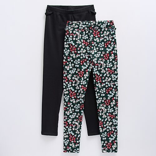 Thereabouts Little & Big Kid Girls Easy-on + Easy-off Fleece 24 1/2" Skinny 2-pc. Full Length Leggings In Black