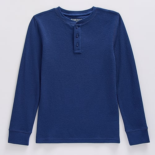 Thereabouts Little & Big Kid Boys Henley Neck Long Sleeve Regular Fit Thermal Top In Blue