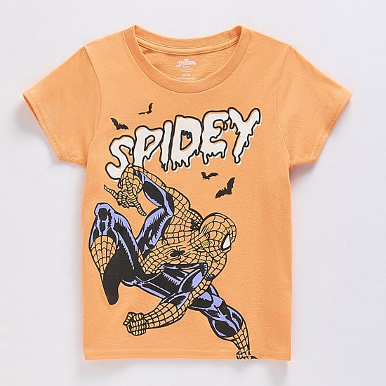 Disney Collection Boys Crew Neck Short Sleeve Regular Fit Marvel Spiderman Graphic T-Shirt