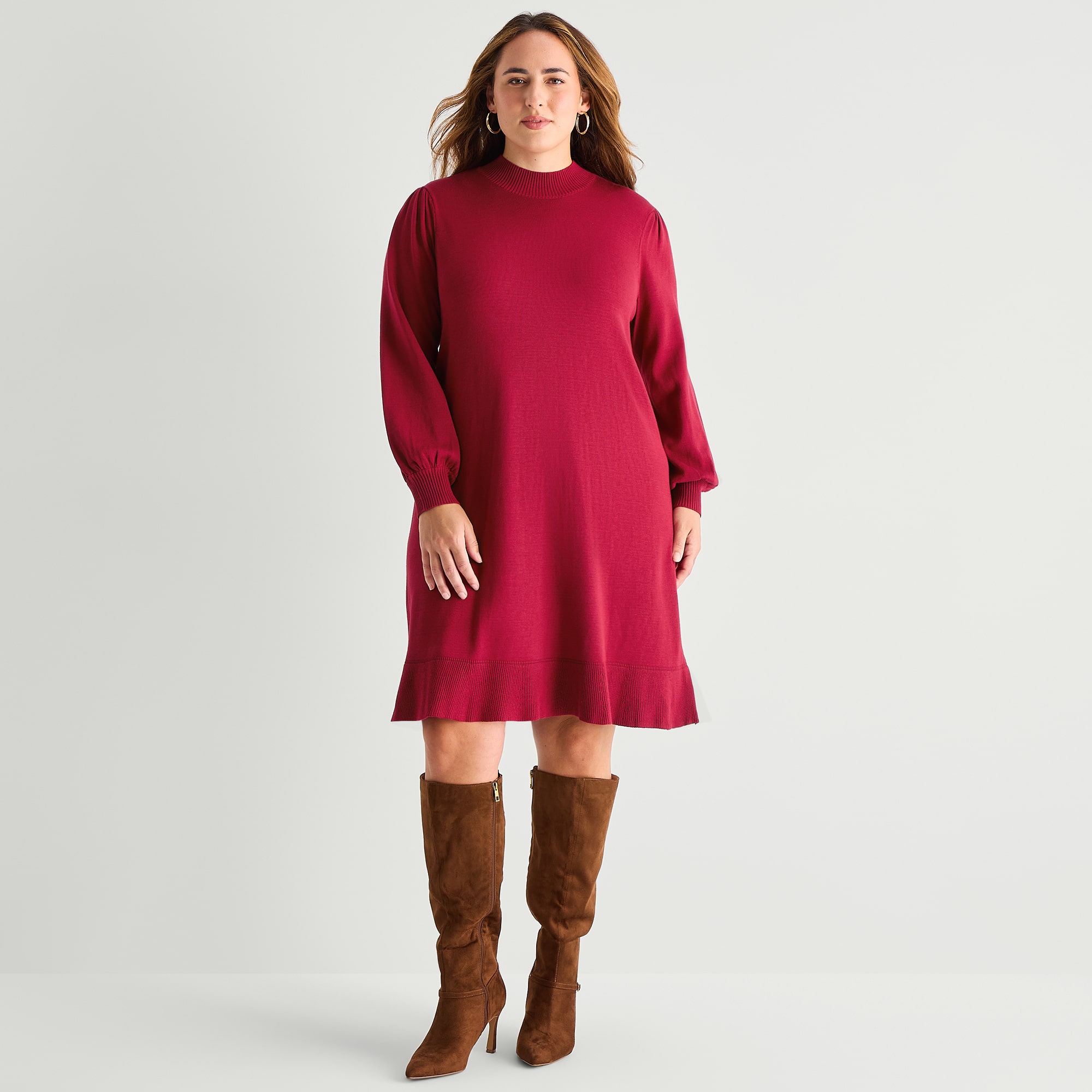 Robbie Bee Womens Plus Long Sleeve Sweater Dress