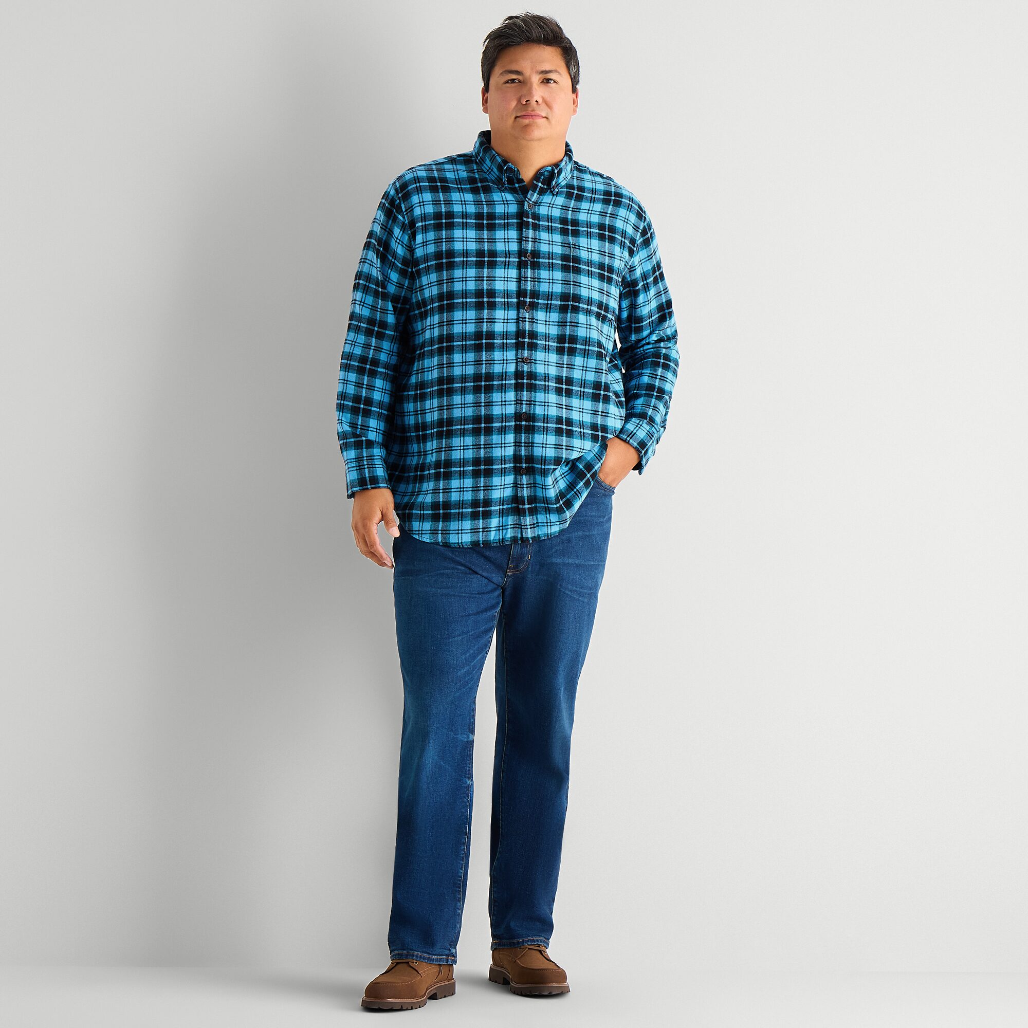St. John's Bay Mens Long Sleeve Classic Fit Big and Tall Flannel Shirt
