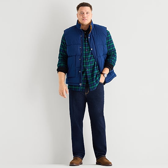 St. John's Bay Cargo Mens Heavyweight Big and Tall Puffer Vest