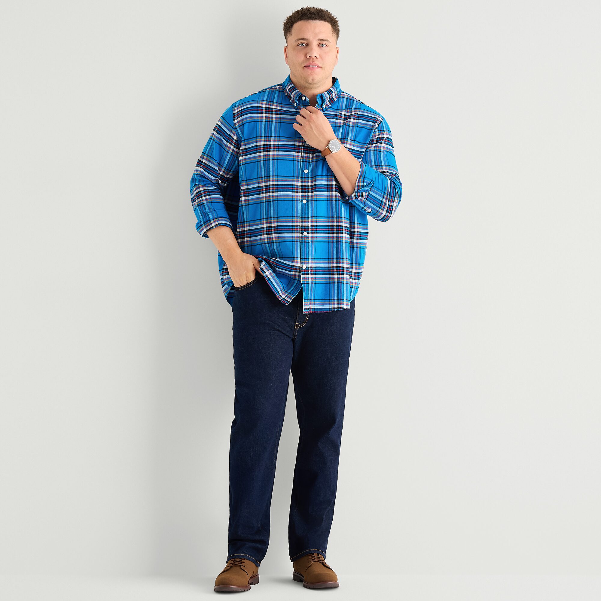 St. John's Bay Oxford Mens Long Sleeve Classic Fit Big and Tall Button-Down Shirt