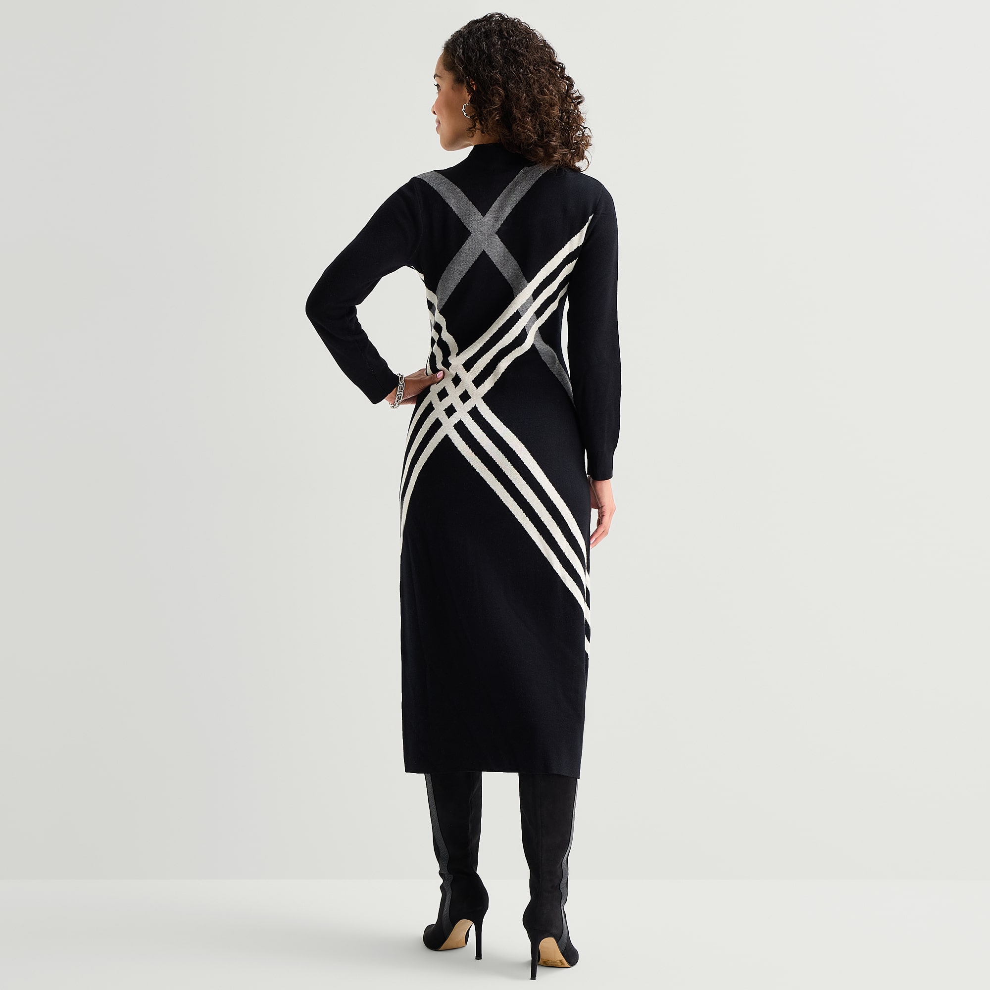 Robbie Bee Womens Long Sleeve Abstract Sweater Dress