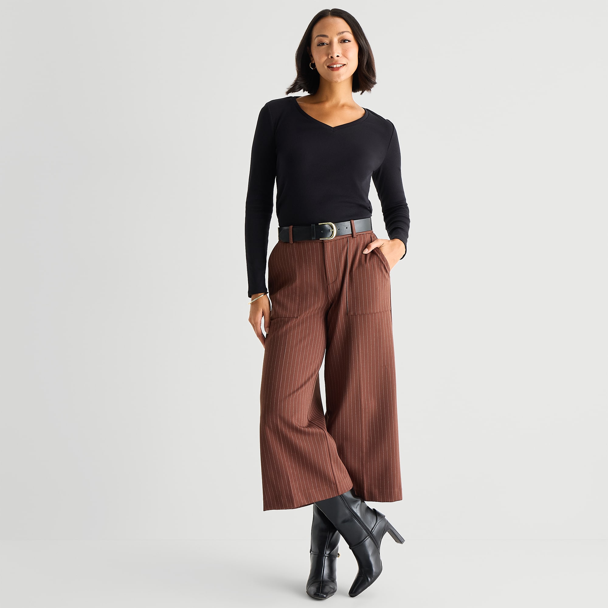 Liz Claiborne Womens V Neck Long Sleeve T-Shirt