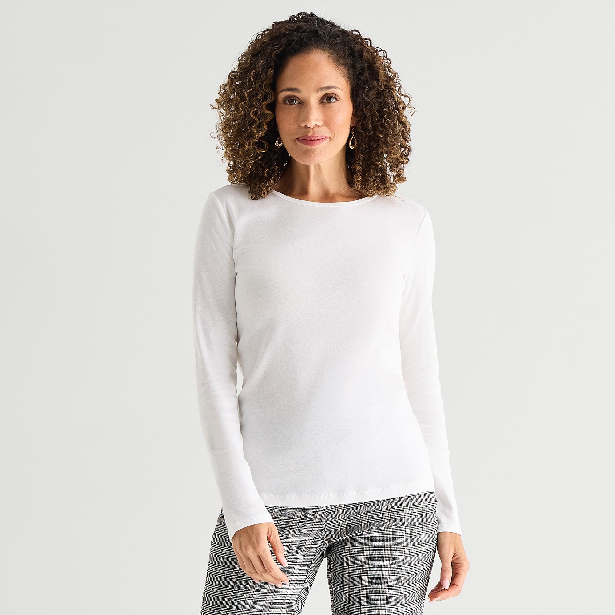 Liz Claiborne Womens Crew Neck Long Sleeve T-Shirt