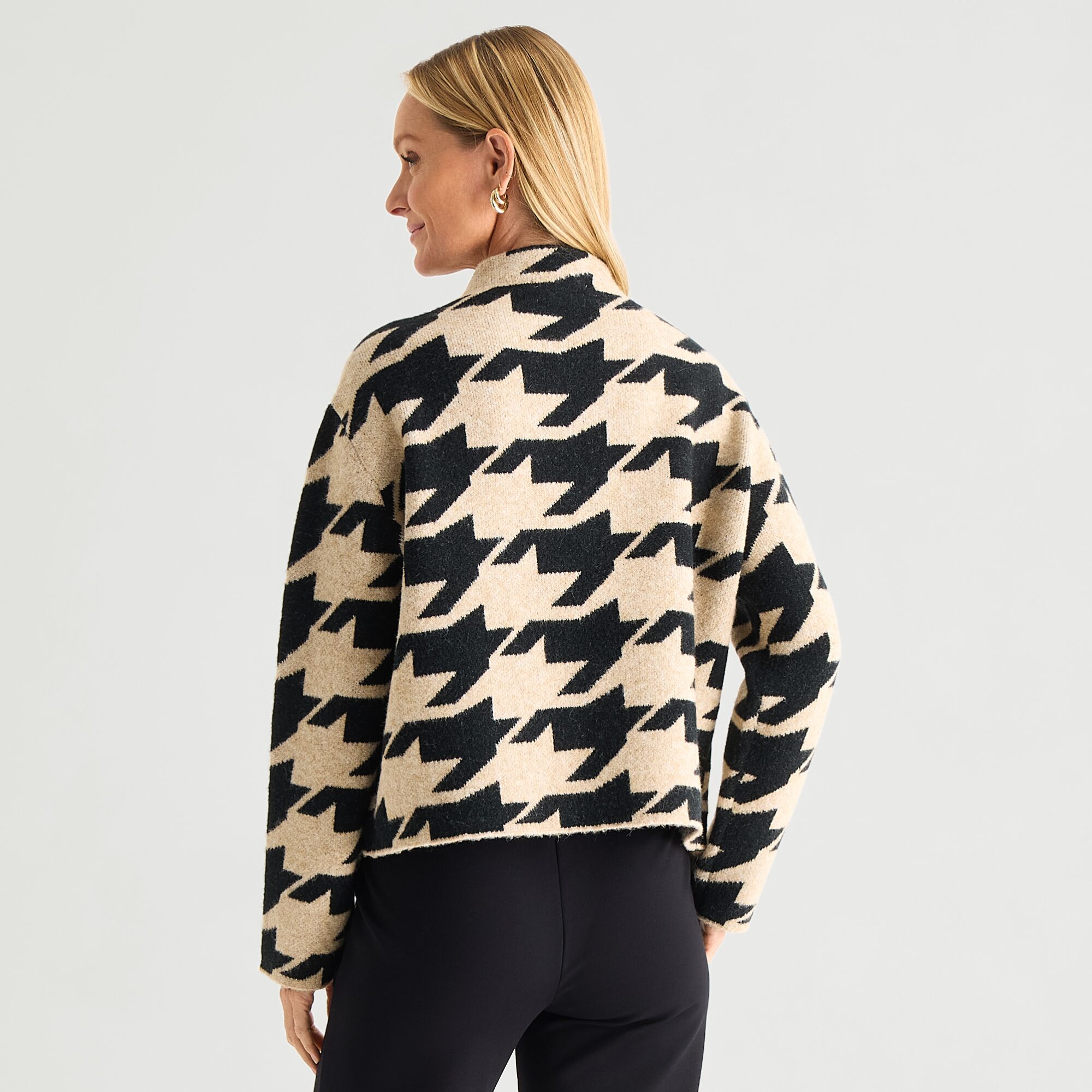 Liz Claiborne Tall Womens Mock Neck Long Sleeve Plaid Pullover Sweater