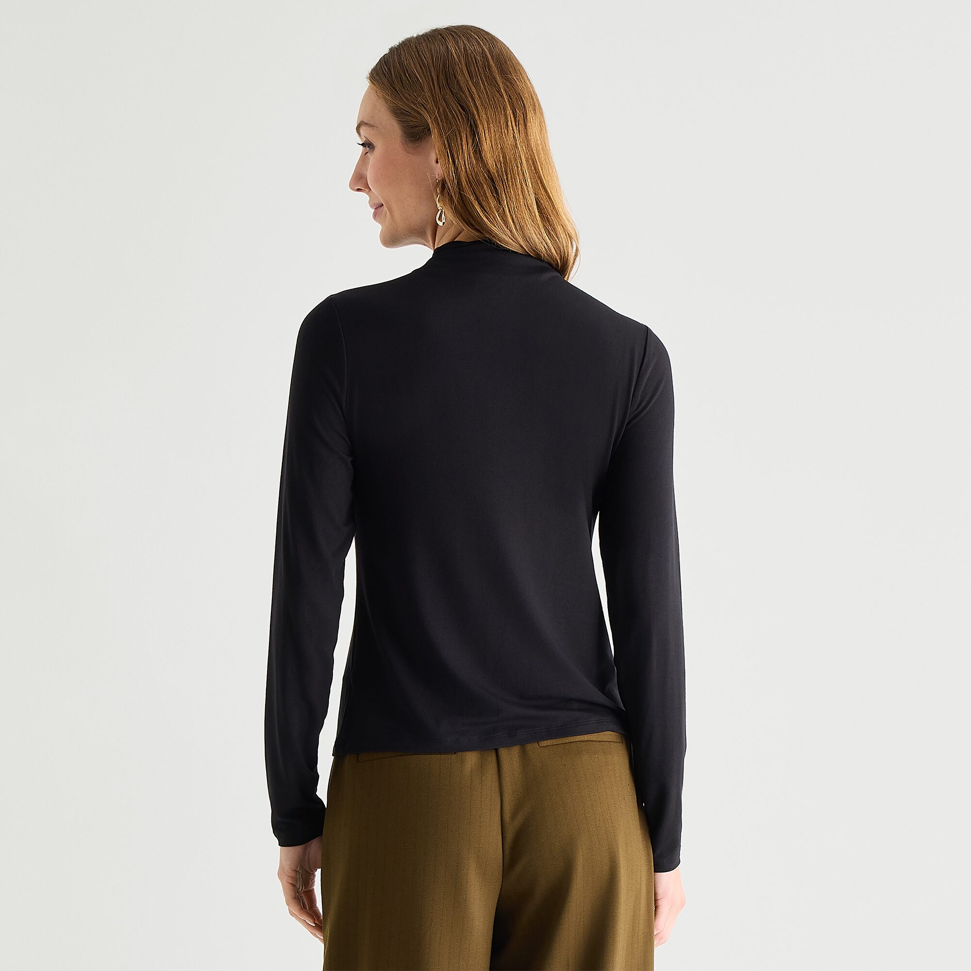 Liz Claiborne Womens Funnel Neck Long Sleeve Blouse