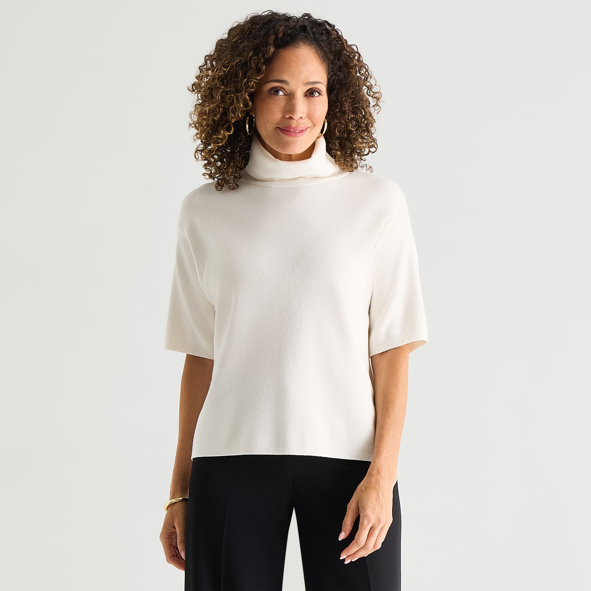 Liz Claiborne Womens Turtleneck Elbow Sleeve Pullover Sweater