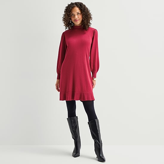 Robbie Bee Womens Long Sleeve Sweater Dress