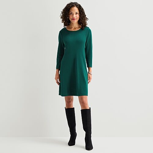Robbie Bee Womens Long Sleeve Sweater Dress In Green
