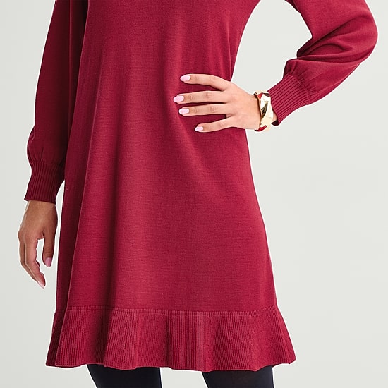 Robbie Bee Womens Long Sleeve Sweater Dress