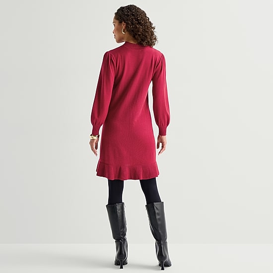 Robbie Bee Womens Long Sleeve Sweater Dress