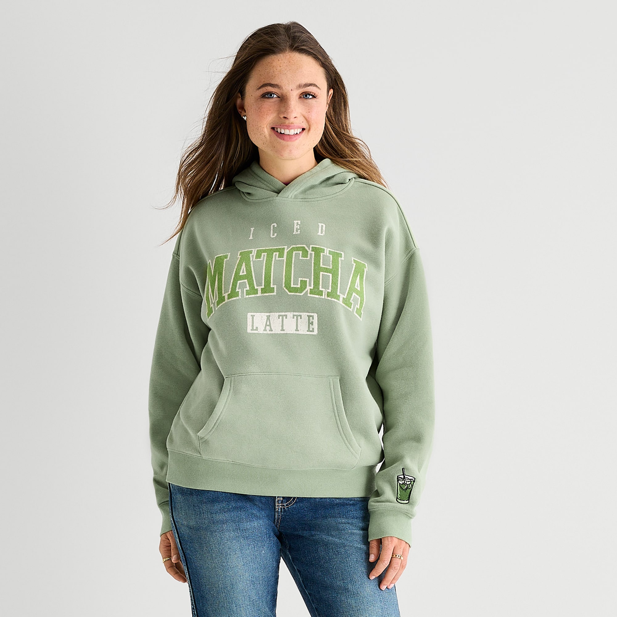New World Matcha Womens Hooded Long Sleeve Sweatshirt