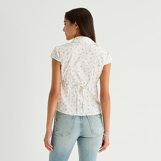 Arizona Womens Juniors Short Sleeve Blouse