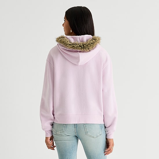 Arizona Womens Juniors Long Sleeve Fleece Zipper Hoodie