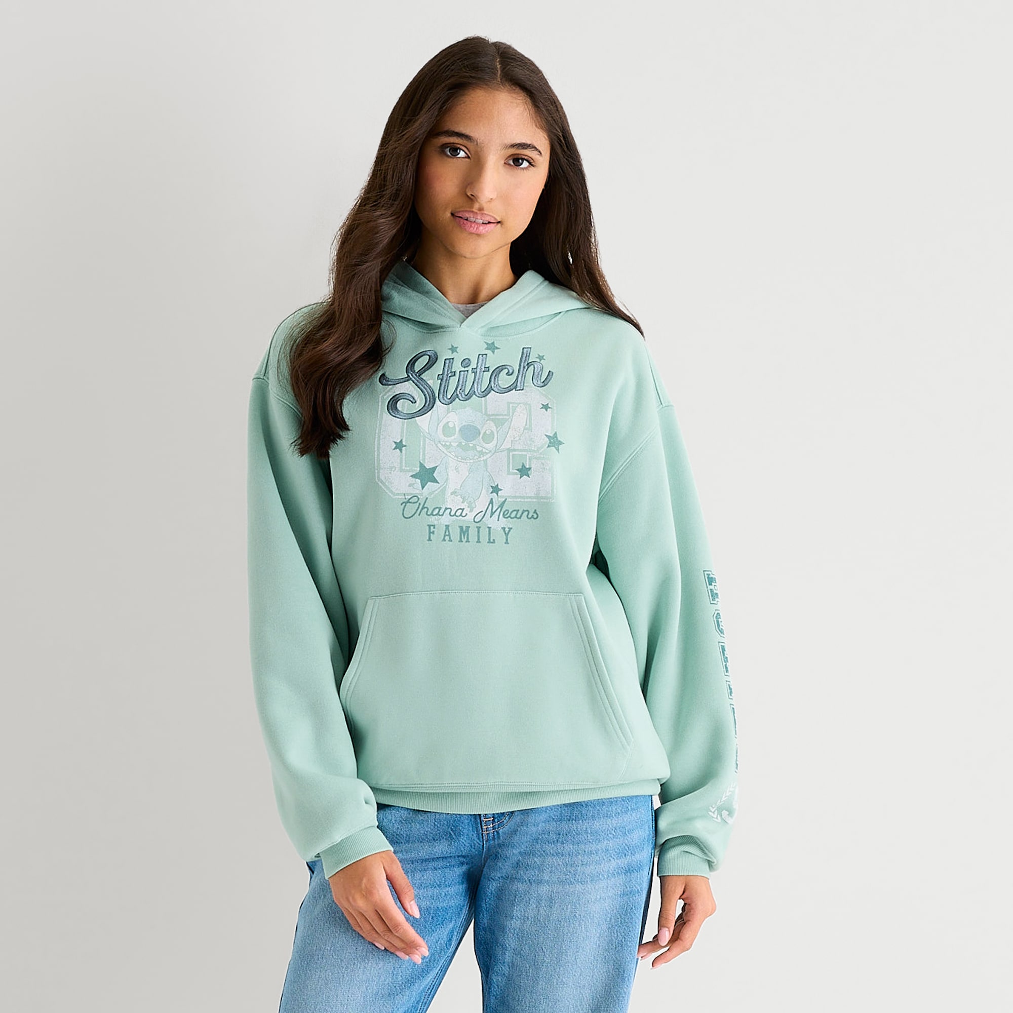Stitch Hoodie Womens Long Sleeve Embroidered Fleece