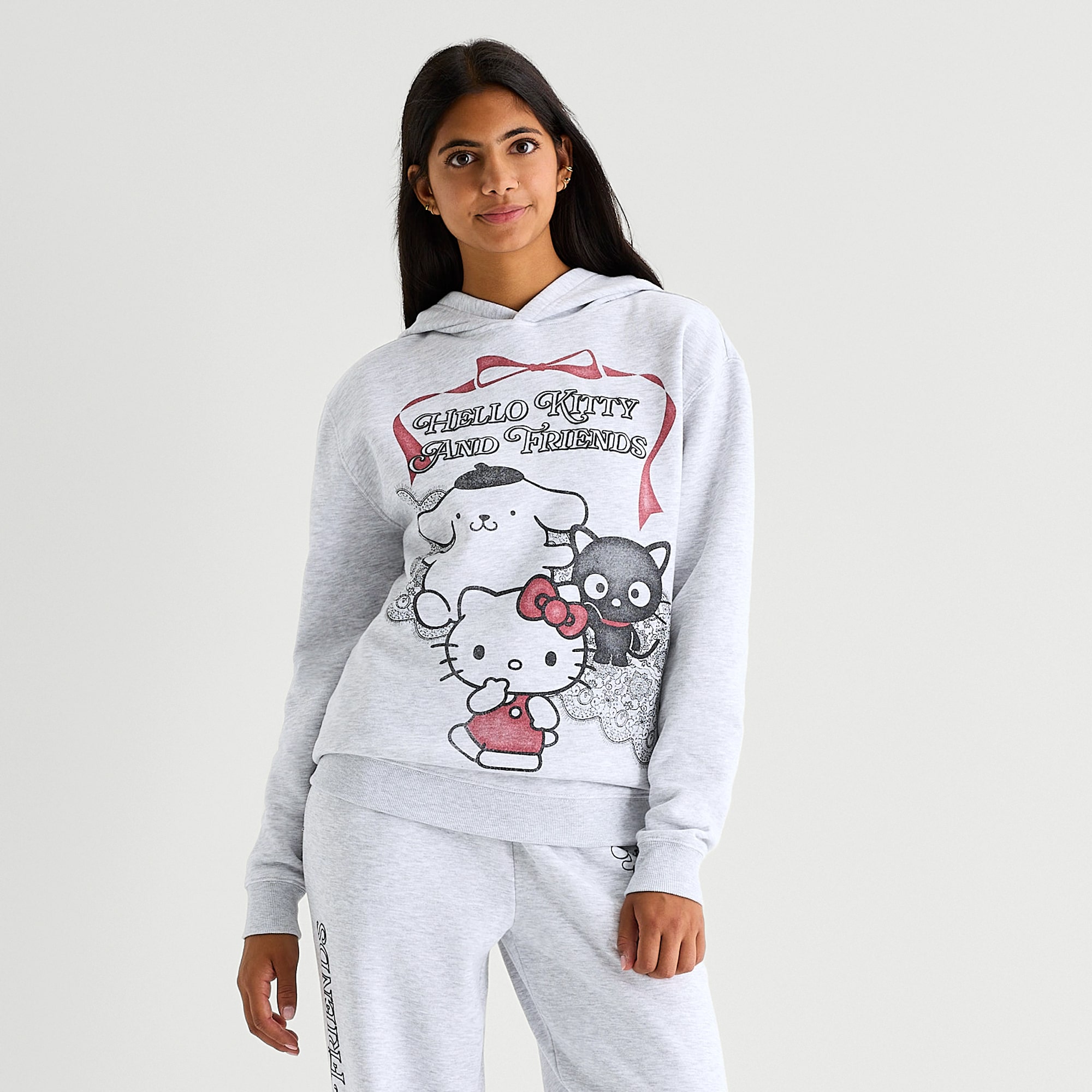 Womens Juniors Long Sleeve Hello Kitty Fleece Hoodie