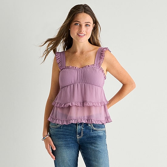 Arizona Womens Juniors Sweetheart Neck Short Sleeve Blouse