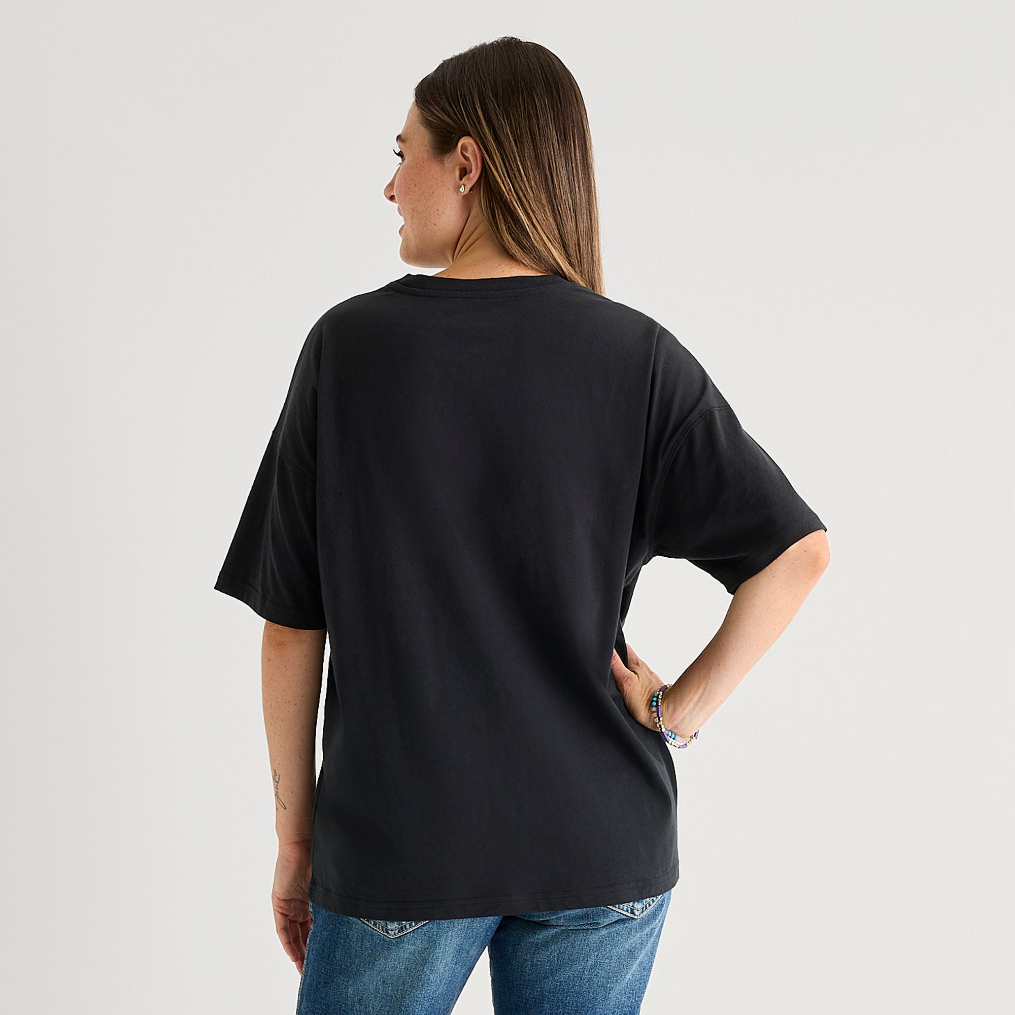 Casper Womens Juniors Crew Neck Short Sleeve Oversized Graphic T-Shirt