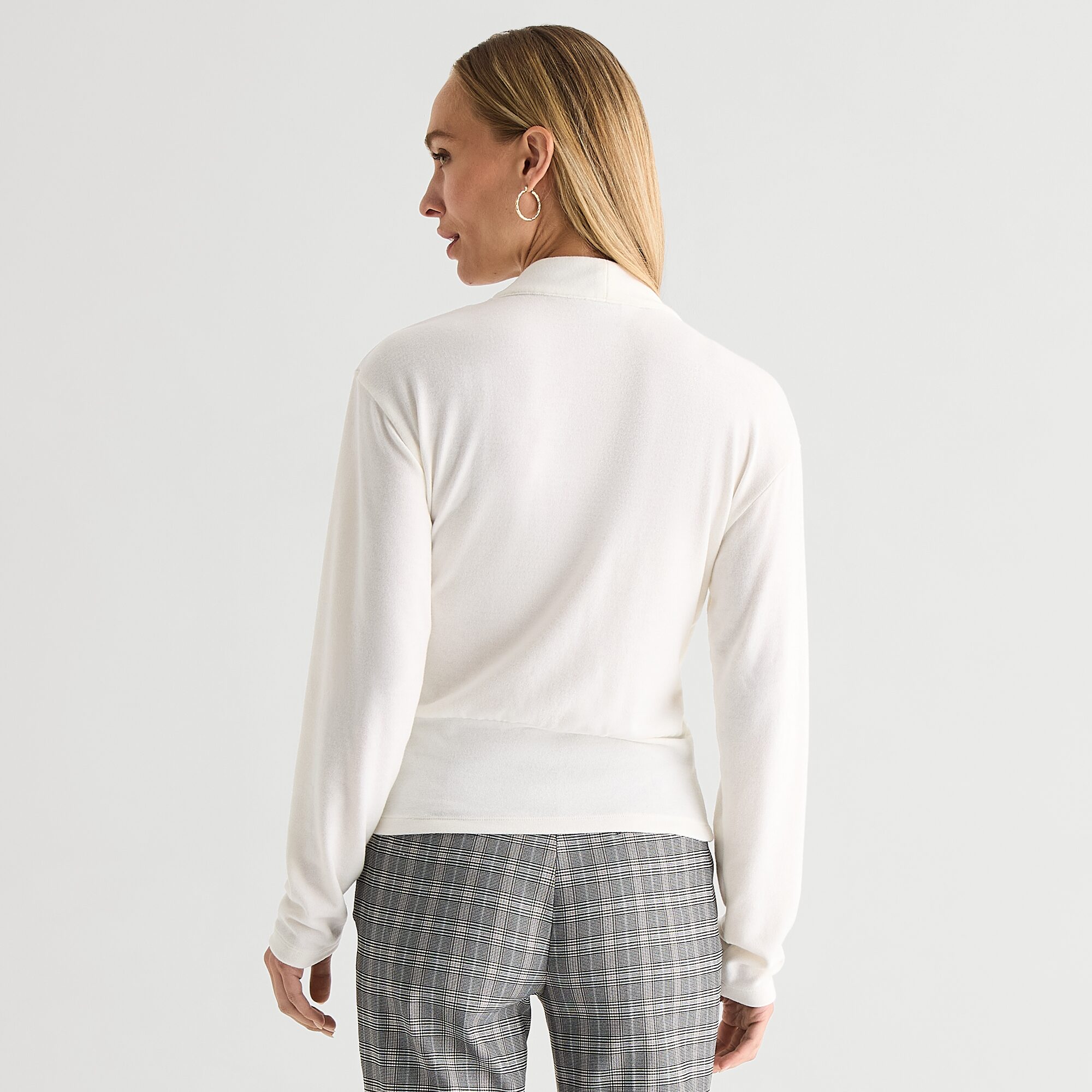 Liz Claiborne Womens V Neck Long Sleeve Faux Wrap Shirt