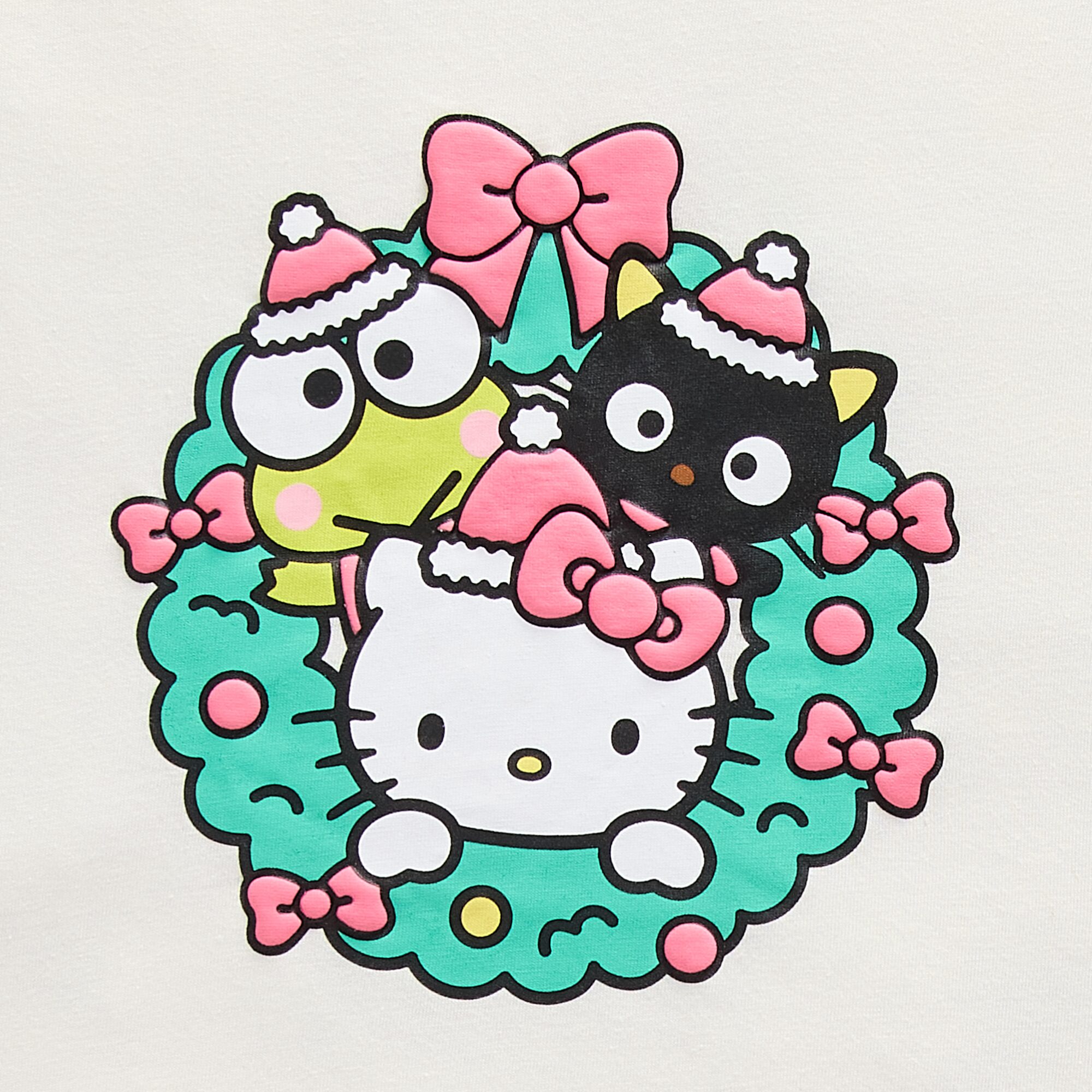 Sanrio Holiday Oversized Tee Womens Juniors Crew Neck Short Sleeve Hello Kitty Graphic T-Shirt